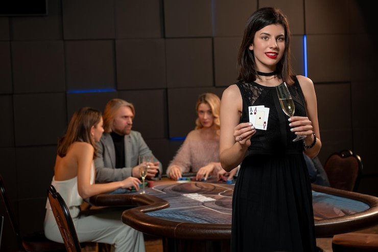 togel4d login BandarQ live-dealer table with professional dealer, card display, and multiple HD camera angles